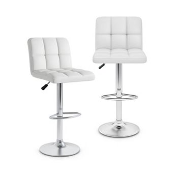 Adjustable Swivel Bar Stools Set of 2 for Kitchen Island with PU Leather Seats