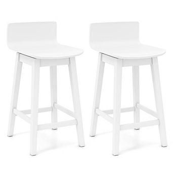 Wooden Swivel Counter Height Bar Chairs Set with Low Back for Home Bar