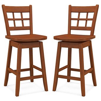 Counter Height Swivel Bar Stools Set of 2 with Open Back, Footrest and Wood Frame