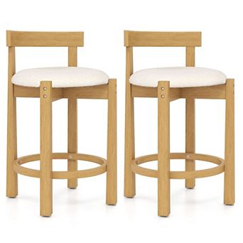 Kitchen Island Counter Stools Set, Velvet Upholstered Chairs with Footrest and Wood Frame