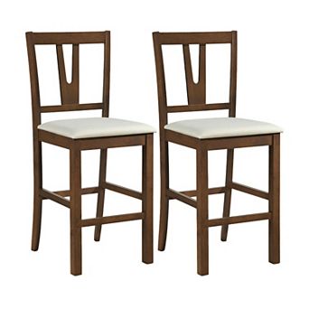 Kitchen Island Counter Stools Set of 2 Mid Century Modern Upholstered Bar Chairs