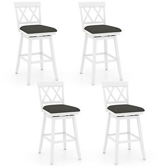 Counter Height Swivel Bar Stools Set of 4, Upholstered Kitchen Chairs with Rubber Wood Frame