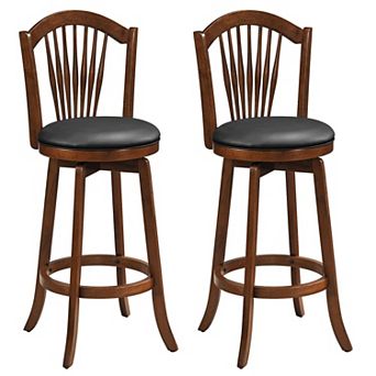 Counter Height Swivel Bar Stools Set of 2 with PVC Leather Upholstered Seat and Footrest