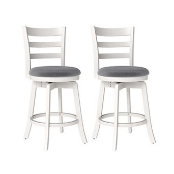 Upholstered Swivel Bar Stools Set of 2, Counter Height Kitchen Island Chairs with Footrest