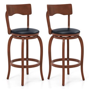 Counter Height Swivel Bar Stools Set of 2 with Upholstered Seat and Curved Back