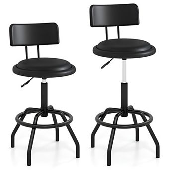 Modern Swivel Bar Stool with Adjustable Height, Backrest and Footrest for Kitchen 2 pc