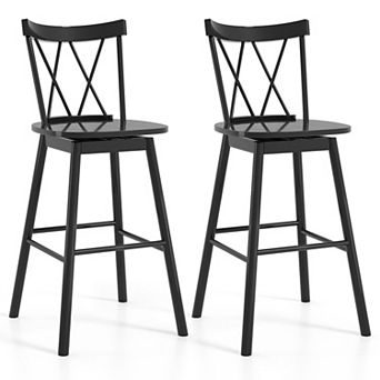 Kitchen Island Bar Stools Set of 2, Swivel Chairs with Curved Backrest