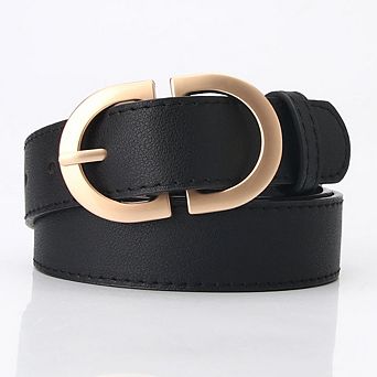 Women's Leather Belt for Jeans Pants Fashion Ladies Casual Waist Belt with Gold Buckle