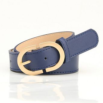 Women's Leather Belt for Jeans Pants Fashion Ladies Casual Waist Belt with Gold Buckle