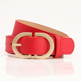 Women's Leather Belt for Jeans Pants Fashion Ladies Casual Waist Belt with Gold Buckle