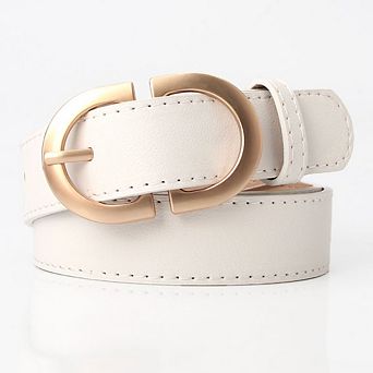Women's Leather Belt for Jeans Pants Fashion Ladies Casual Waist Belt with Gold Buckle