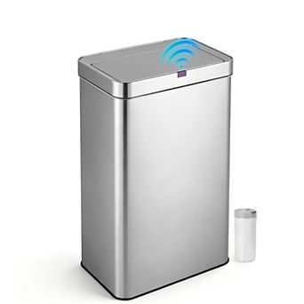 18 Gal. Touchless Motion Sensor Stainless Steel Kitchen Trash Can, Includes 26 Trash Bags