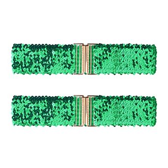 2 pc Ladies Shinny Sequins Wide Waist Interlock Buckles Belts