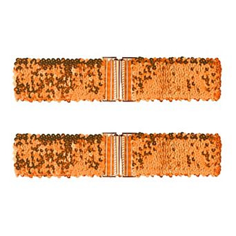 2 pc Ladies Shinny Sequins Wide Waist Interlock Buckles Belts