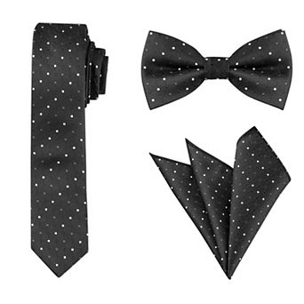 Men Polka Dots Skinny Pre-Tied Bow Tie Set Necktie