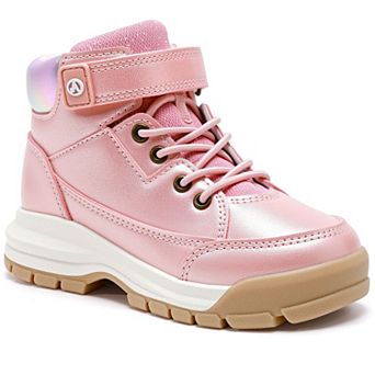 HOMEHOT Girls High Top Hiking Sneakers Durable Outdoor Boots with Hook and Loop Straps