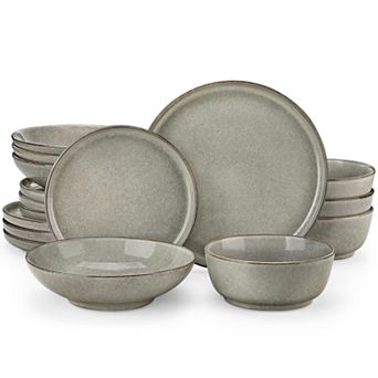 16 pc Stoneware Dinner Service, with Dinner plates, Dessert Plates, Soup Plates, Bowl for 4