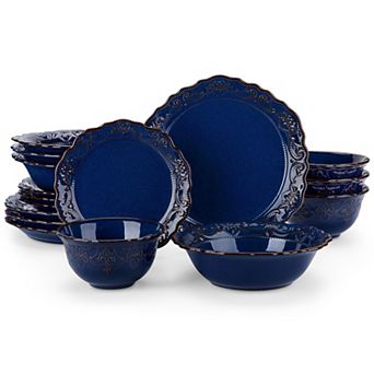 16 pc Porcelain Dinnerware Set for 4, Tabletop with Dinner, Dessert, Soup Plates, Bowls