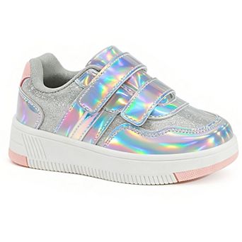 HOMEHOT Girls Sneakers Hook and Loop Casual Walking Shoes for Toddler/Little Kids