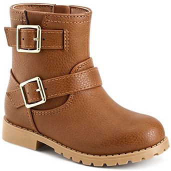 HOMEHOT Girls Mid‑Calf Boots Side Zipper Casual Kids Fashion Combat Boots
