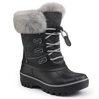 HOMEHOT Girls Boys Winter Snow Boots with Faux Fur Lining