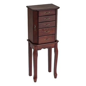 Costway Jewelry Cabinet Storage Chest Stand Organizer Wood Box for Home