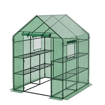 Costway Portable Mini Walk In Outdoor 2 tier 8 Shelves Greenhouse