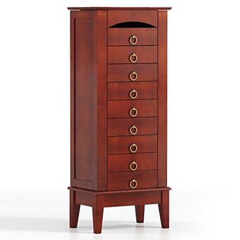 Costway Wood Jewelry Cabinet Armoire Storage Box Chest Stand Organizer Indoor Bedroom