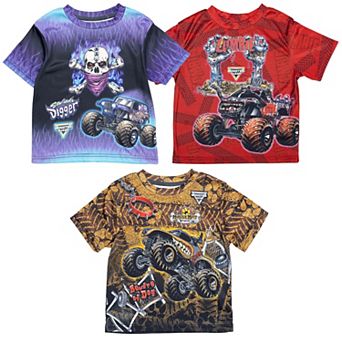 Monster Jam 3-Pack Short Sleeve Athletic T-Shirts