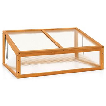 Costway Garden Portable Wooden Green House Cold Frame Raised Plants Bed Protection