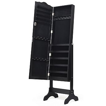 Costway Mirrored Jewelry Cabinet Mirror Organizer Storage Box Stand