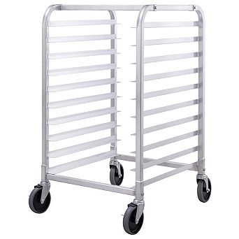 Costway 10 Sheet Aluminum Bakery Rack Silver Commercial Cookie Bun Pan Kitchen W/Wheel