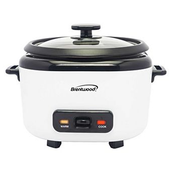 Brentwood 10 cup Cooked Rice Cooker in White with Steam Tray