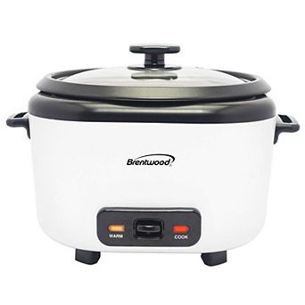 Brentwood 20 cup Cooked Rice Cooker with Steam Tray in White