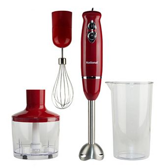 National 500 watt Multi-Purpose 4-in-1 Two Speed Hand Blender in Red