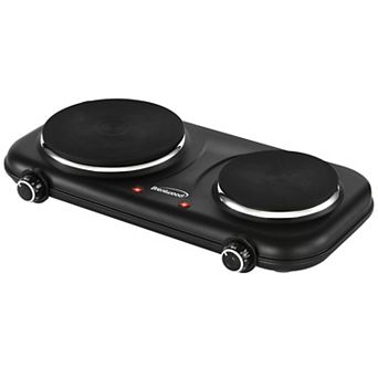 Brentwood 1100w Double Cast Iron Burner Electric Hot Plates in Black