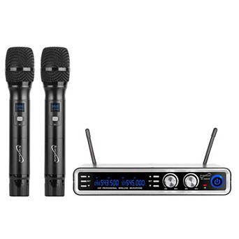 SuperSonic UHF Dual Fixed Channel Wireless Microphone System with 300ft Range
