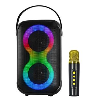 IQ Sound 2x4 Inch Portable Bluetooth Karoake Party Speaker With Wireless Mic in Black