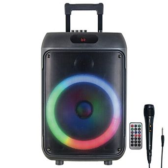 IQ Sound 12 Inch Portable Wheel RBG Light Party Speaker W/ Microphone and Remote