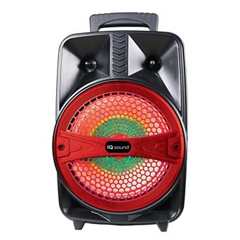IQ Sound 8 Inch Portable Bluetooth Speaker in Red with Microphone