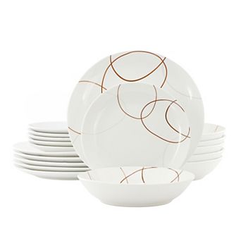Elama Sydney 18 pc Porcelain Dinnerware Set, Service for 6