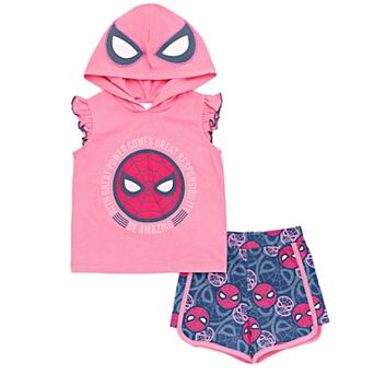 Marvel Spider-Man Cosplay 2 pc Sleeveless Hoodie and Shorts Set