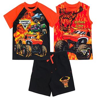 Monster Jam Athletic T-Shirt Tank Top and Shorts Set