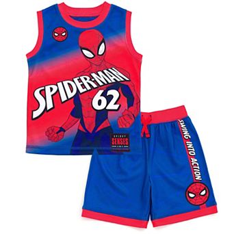 Marvel Spider-Man 2 pc Basketball Jersey and Shorts Set