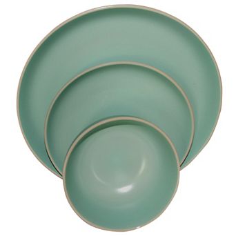 Gibson Home Rockaway 12 pc Stoneware Dinnerware Set In Matte Teal