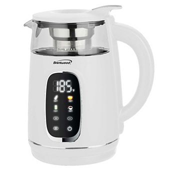 Brentwood 1.7L 1100W BPA Free 360 Cordless Digital Glass Electric Kettle with Tea Infuser
