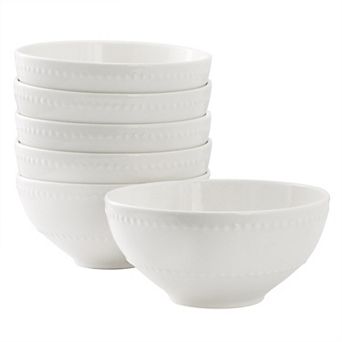 Elama Olevia 6 pc Stoneware Cereal Bowl Set in White, Service for 4