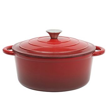 Gibson Home Addlestone 5-qt Enameled Cast Iron Dutch Oven with Lid in Red