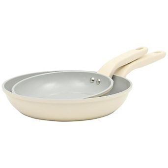 Gibson Home Barnsdall 2 pc 8 Inch and 10 Inch Nonstick Aluminum Frying Pan Set in Linen