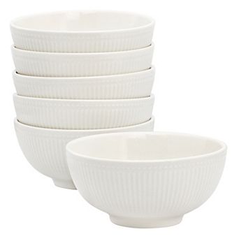 Elama Gretel 6 pc Round Stoneware Cereal Bowl Set in White